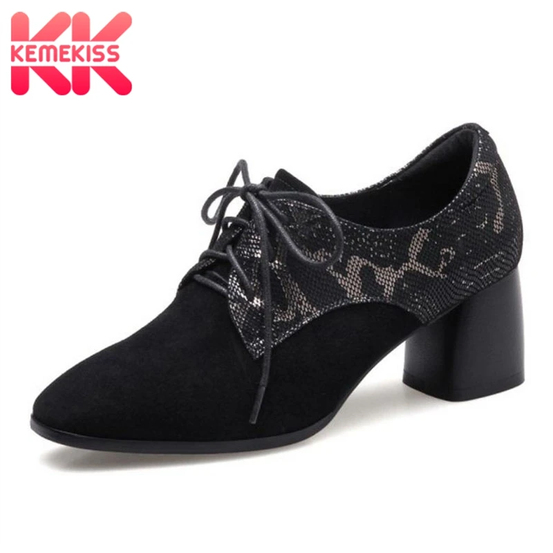 

KemeKiss Size 34-42 Women High Heel Boots Real Leather Lace Up Snakeskin Pattern Woman Shoes Fashion Retro Shoes Ladies Footwear