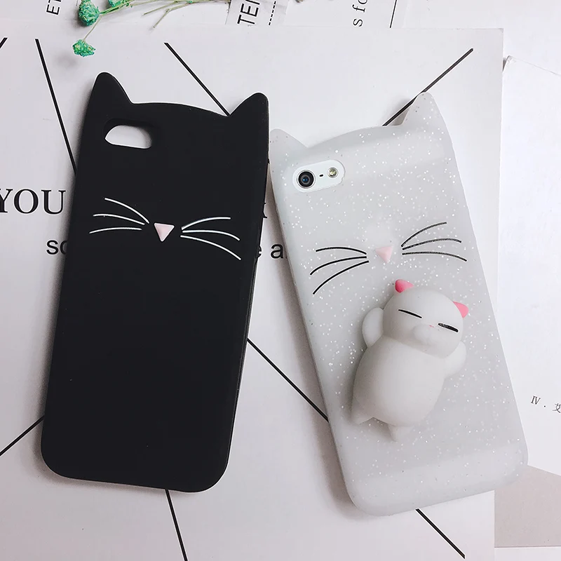 3D Cute Squishy Bear Seal Phone Case For iPhone 7 8 Plus X Case Cartoon Animal Cat Ear Silicone Case For LG k4 k8 k10 2017 Cover