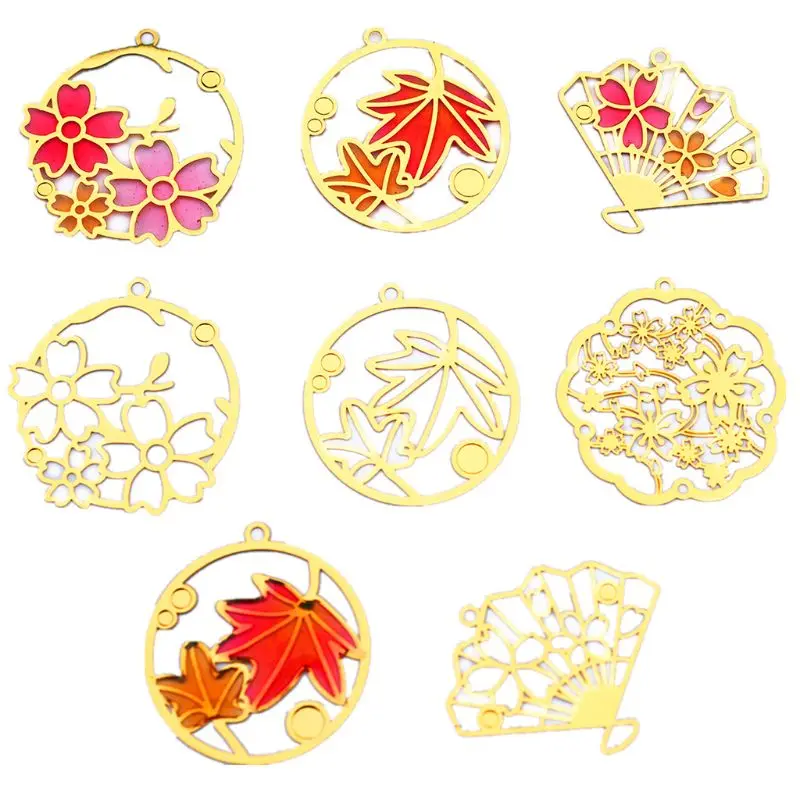 

4 Pcs Crystal Epoxy Filled DIY Metal Frame Flower Piece UV Glue Filling Bookmark Pendant Making Mold