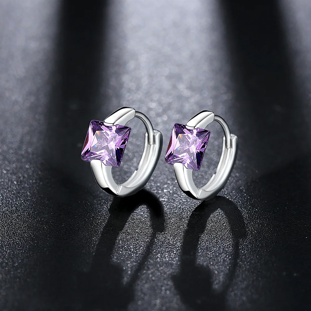 

IDESTINY High Quality Small Hoop Earrings Silver Gold Color Plated Jewelry for Women With Square Cubic Zircon