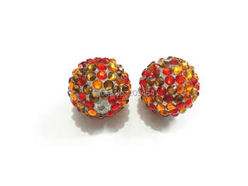 

Newest !! 20mm 100pcs/lot Red/Orange/Coffee Mixed Resin Rhinestone Ball Beads,Chunky Beads For Kids Jewelry Making