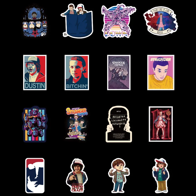 50 Stranger Things Stickers Pack Anime Pegatina For Children On The Laptop Fridge Phone Skateboard Suitcase Funny Cool Sticker