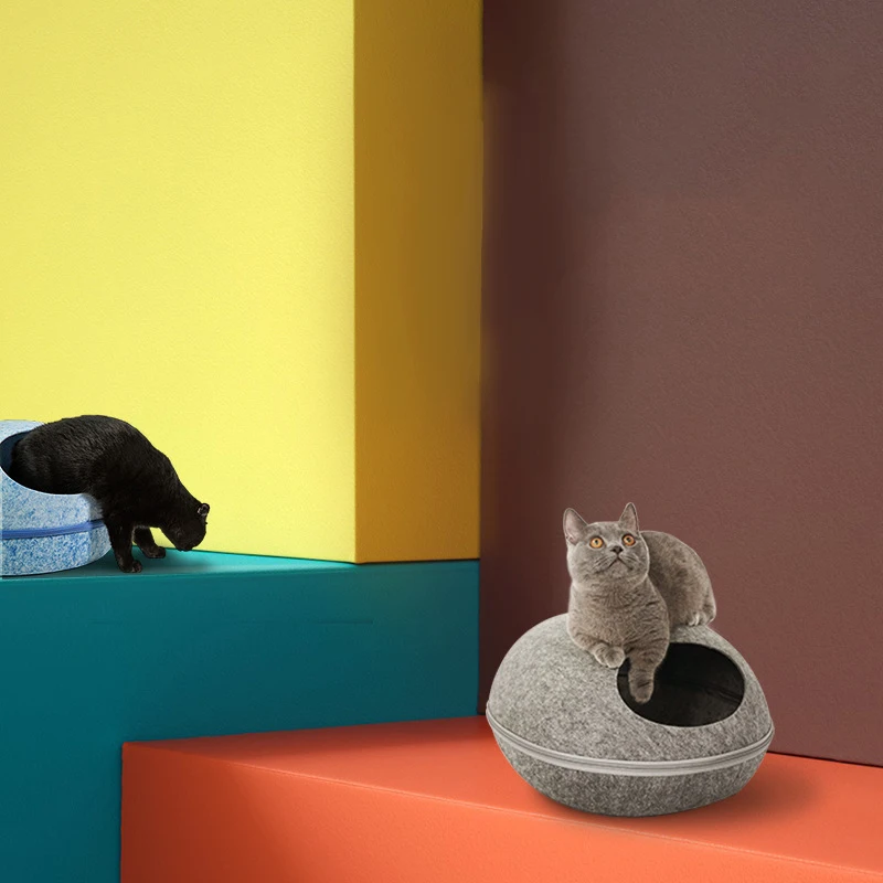 

Eggshell felt cat nest pet nest round to form a kitten nest can be removed to wash general cotton nest cat bed house