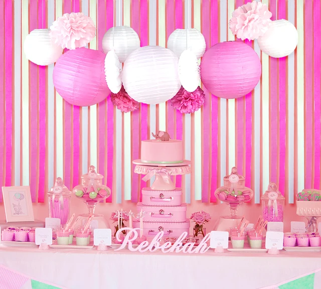 13pcs set pink theme background wedding decor paper lantern cut out birthday theme background