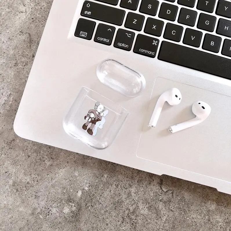 Luxury Brand Cartoon Transparent Earphone Cases For Apple Airpods Shockproof Cover PC Hard Earphone Case Air Pods Protection