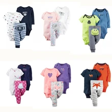 Новинка года; весенняя одежда для маленьких мальчиков; комплект из 3 предметов хлопковый комбинезон с героями мультфильмов и брюки; комплект одежды для новорожденных; одежда для маленьких девочек