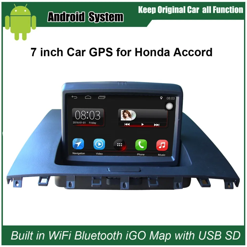 7 дюймов Android 7,1 емкостный сенсорный экран автомобиля медиаплеер для Honda Accord 2007 gps навигации Bluetooth видео плеер