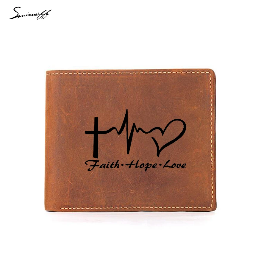 

Personality Jesus HOPE LOVE FAITH Prayer Leather Wallet Men Gift RFID Card Holders Coin Pocket Purses Custom Logo Men Wallet