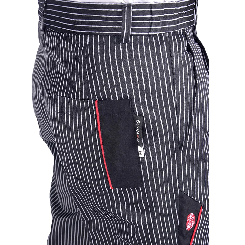 Chef Uniform Restaurant Pants Kitchen Trouser Chef Pants Elastic Waist Bottoms Food Service Mens Wear Work Clothes Men