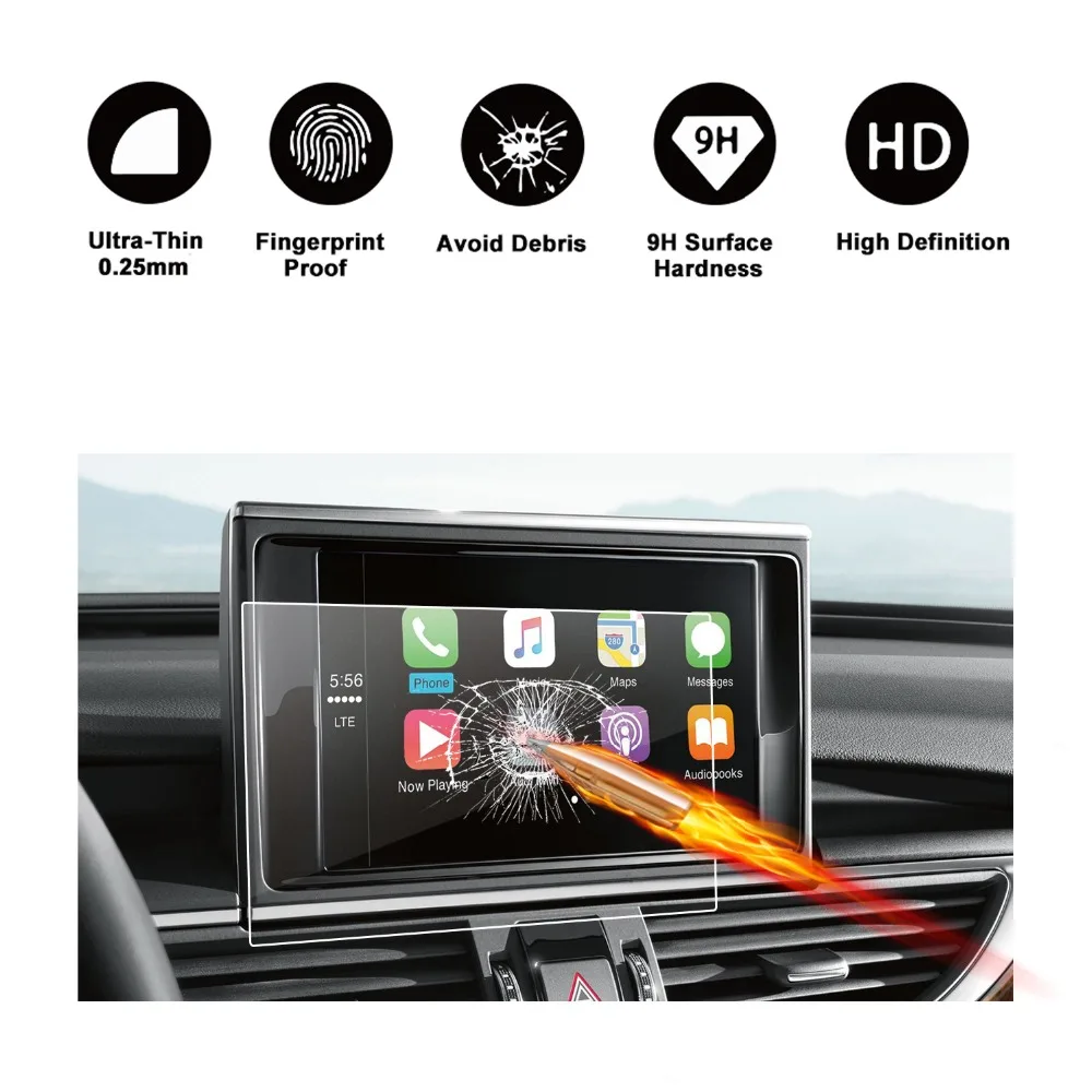 RUIYA scren протектор для Audi A6 A7 A8 MMI 8 дюймовый навигационная touch центре экрана 9 H