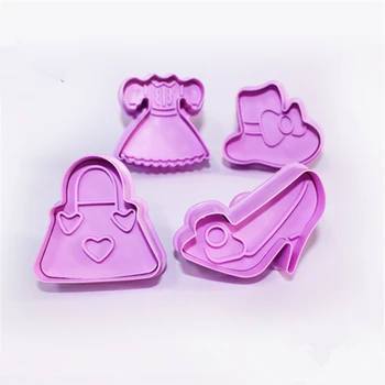 

4pcs/set Clothing Series (hat,dress,clothes,shoes) DIY Cookie Cake Fruit Cutters Biscuit Sugar Cake Mold Cake Decoration D763