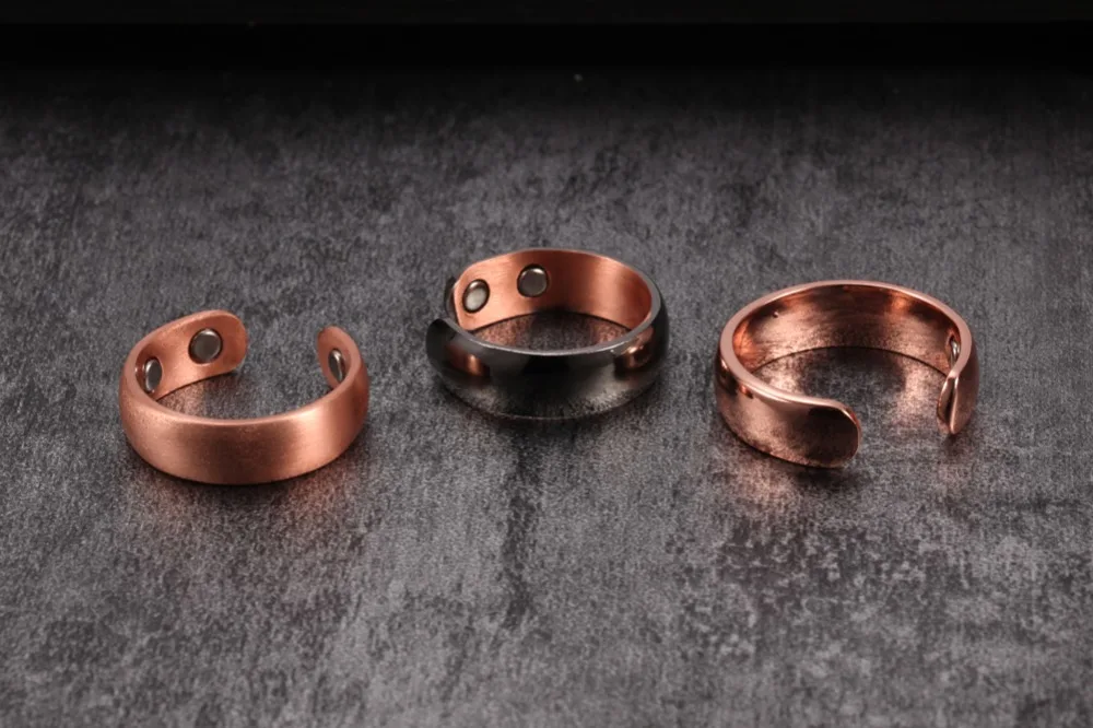 Vinterly медное магнитное кольцо для мужчин s матовое готовое Здоровье Энергия Простая Регулируемая манжета из чистой меди кольца для мужчин и женщин ювелирные изделия