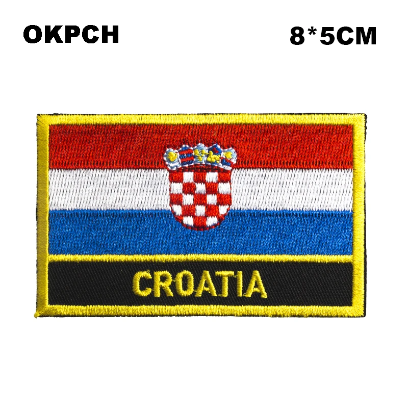 

Croatia Square Shape Flag applique sew on patch Iron on patches sequin heat transfer vinyL PT0095-R