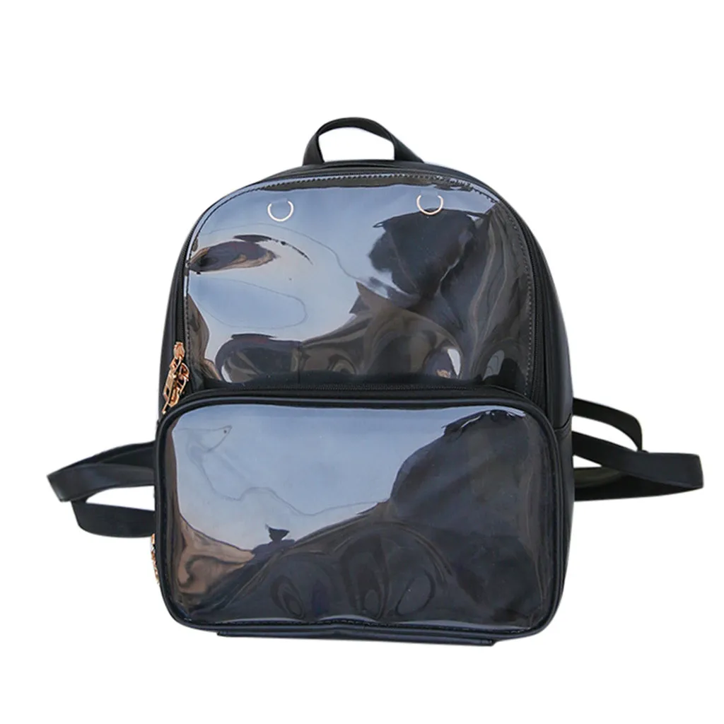 Милые прозрачные женские рюкзаки ПВХ желеобразного цвета, школьные сумки, модные сумки для девочек-подростков, школьные рюкзаки# N3 - Цвет: Черный