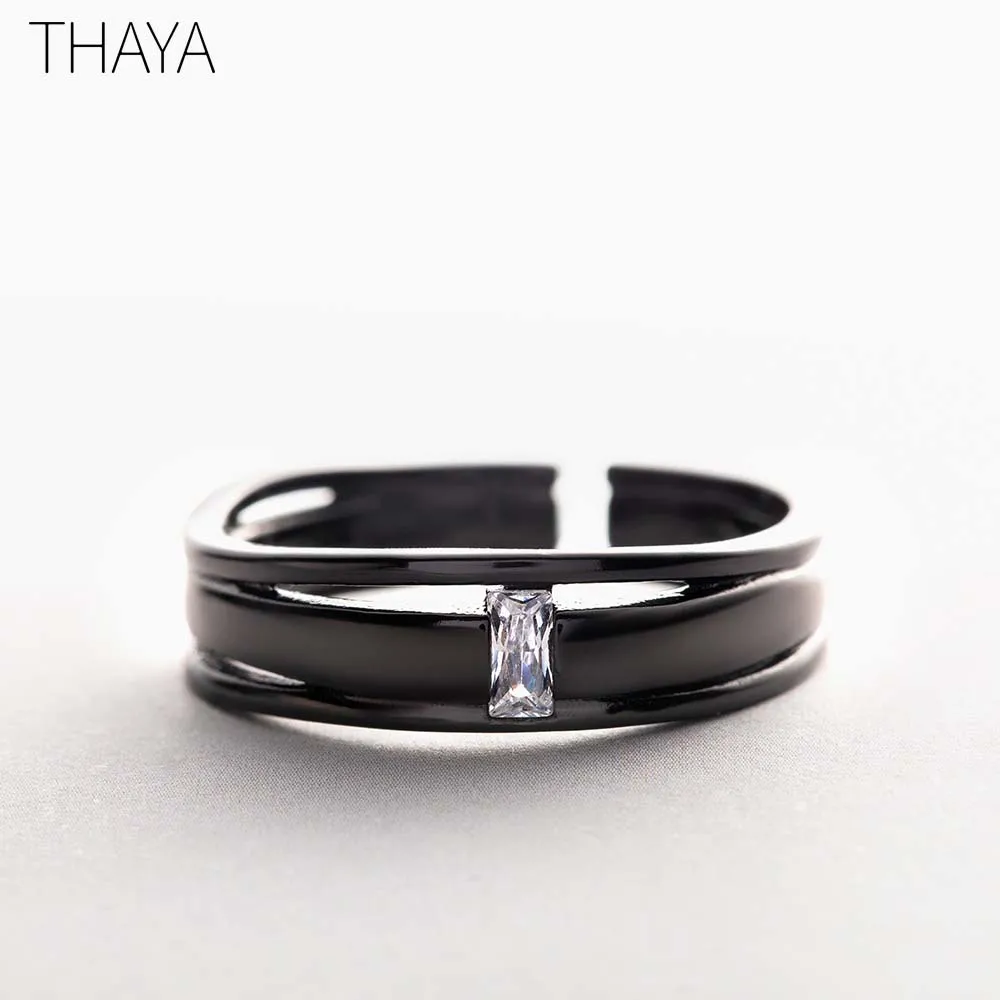 Thaya до конца кольца S925 серебро стерлингового серебра простой личности для любви юбилей женщин подарок - Цвет камня: man ring
