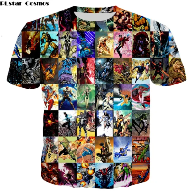 PLstar Cosmos Drop shipping 2018 summer New style T-shirt Marvel Anime Cover Collage 3d Print tshirt Men/Women Casual t shirt