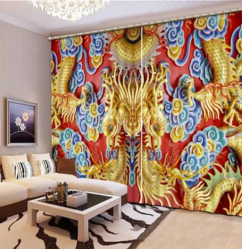 

Dragon Pattern Full Light Shading 3D Curtains for Bedroom Living Room Curtains Accept Customization any size CL-009