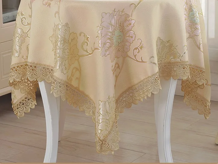 European table cloth Round with Lace edge Wedding decoration kitchen living room Coffee house Square covers for home