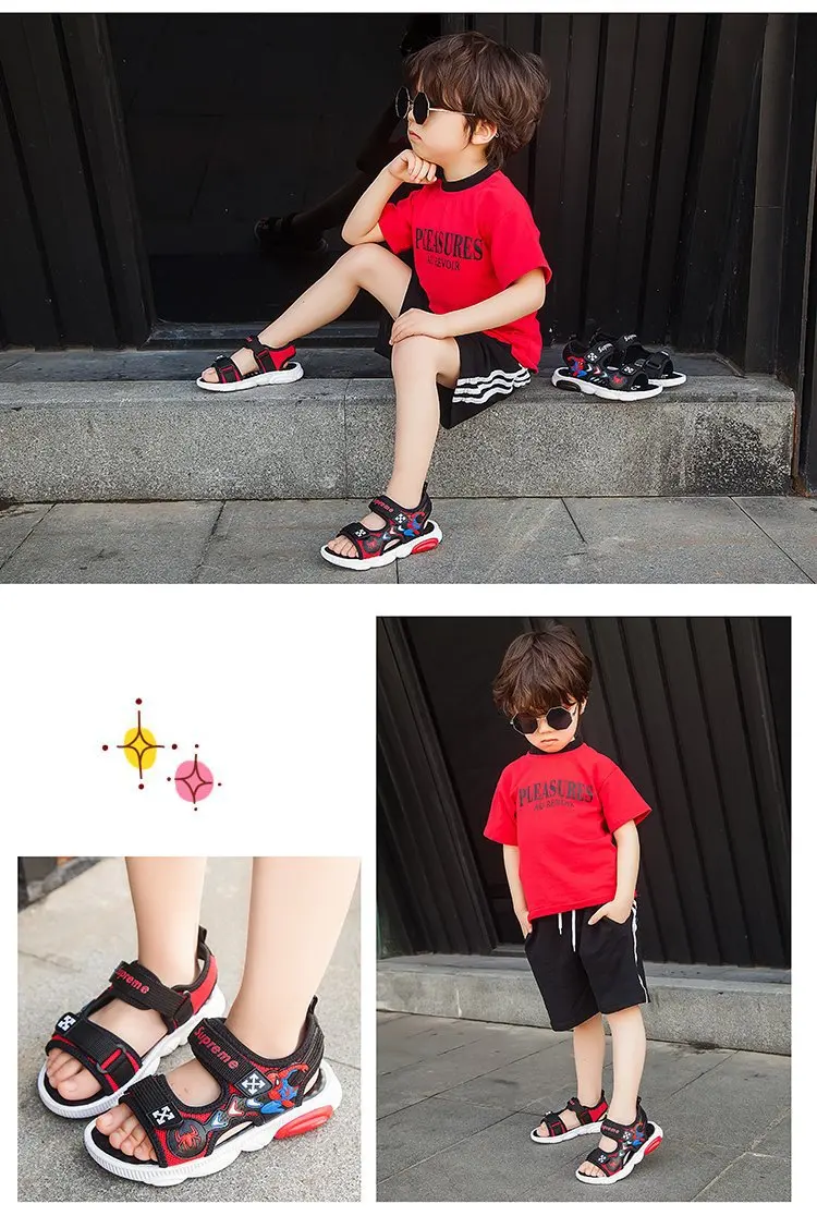 ZYJ Kids Spiderman Summer Sandals Garden Boys Girls Cartoon Bear Spider Man Shoes Sport Anti Slip Baby Beach Sandal Shoes (10)
