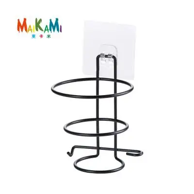 Настенный фен MAIKAMI, стойка для ванной комнаты, железная стойка-держатель для хранения, органайзер, подставка, крючки, Прямая поставка - Цвет: Черный
