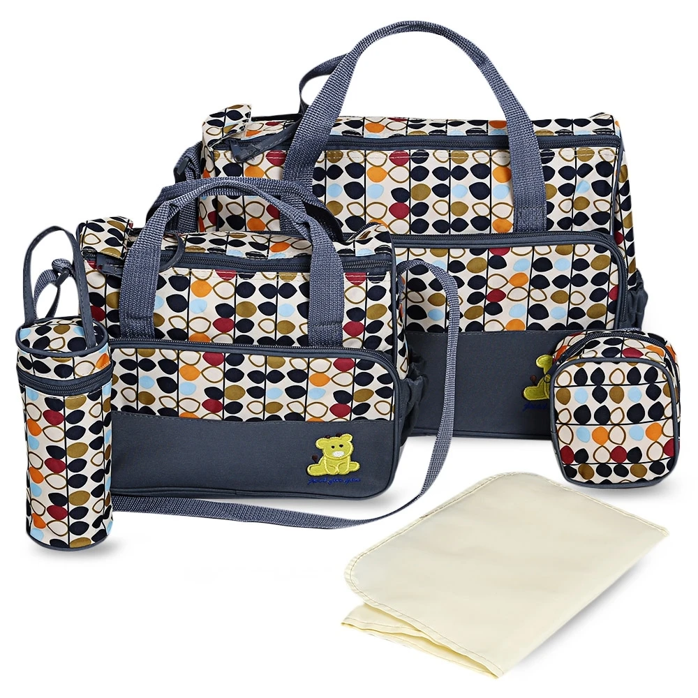 5pcs Infant Baby Diaper Bag Suits For Mom Baby Bottle Holder Fashion