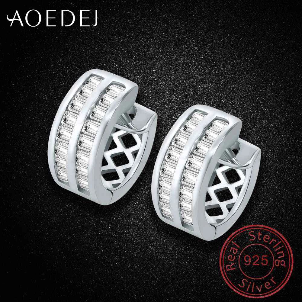 AOEDEJ 925 Sterling Silver Ear Hoop Earrings Cubic Zirconia Circle Women's Earring Brincos for Girls Hoops Creole Earing Jewelry |