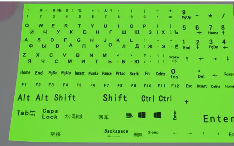 Супер Яркий светящийся русский язык клавиатура наклейки русский ноутбук компьютер защитная пленка флуоресцентная светящаяся мембрана