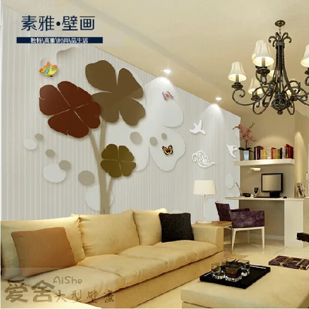 Bedroom living room TV background wallpaper European three-dimensional non-woven 3d Clover seamless mural wall coverin | Дом и сад