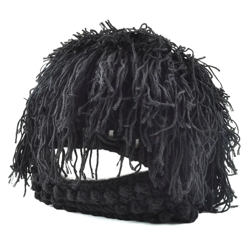 Fashion Men Handmade Knitted Wig Bearded Funny Hat Winter Beard Beanies Face Tassel  Warm Cap Outdoor Creative Ski Caps CP0317 (13)