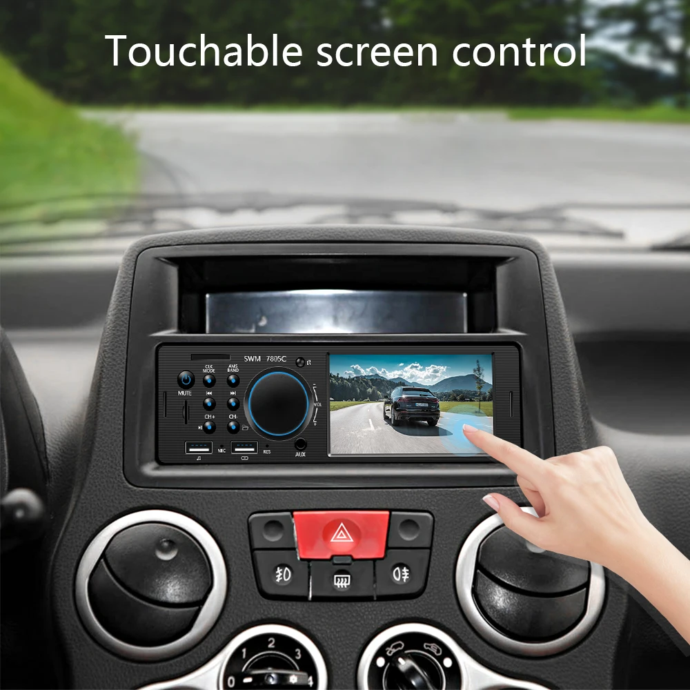 Camecho Autoradio 1Din Car Radio Stereo Audio Music USB SD Digital Bluetooth MP3 Player FM Receiver with In Dash Slot AUX Input