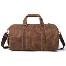 Crazy Horse кожаная дорожная Duffle Большой Ёмкость Ретро Для мужчин одного плеча сумки из натуральной воловьей кожи Портативный Чемодан сумка