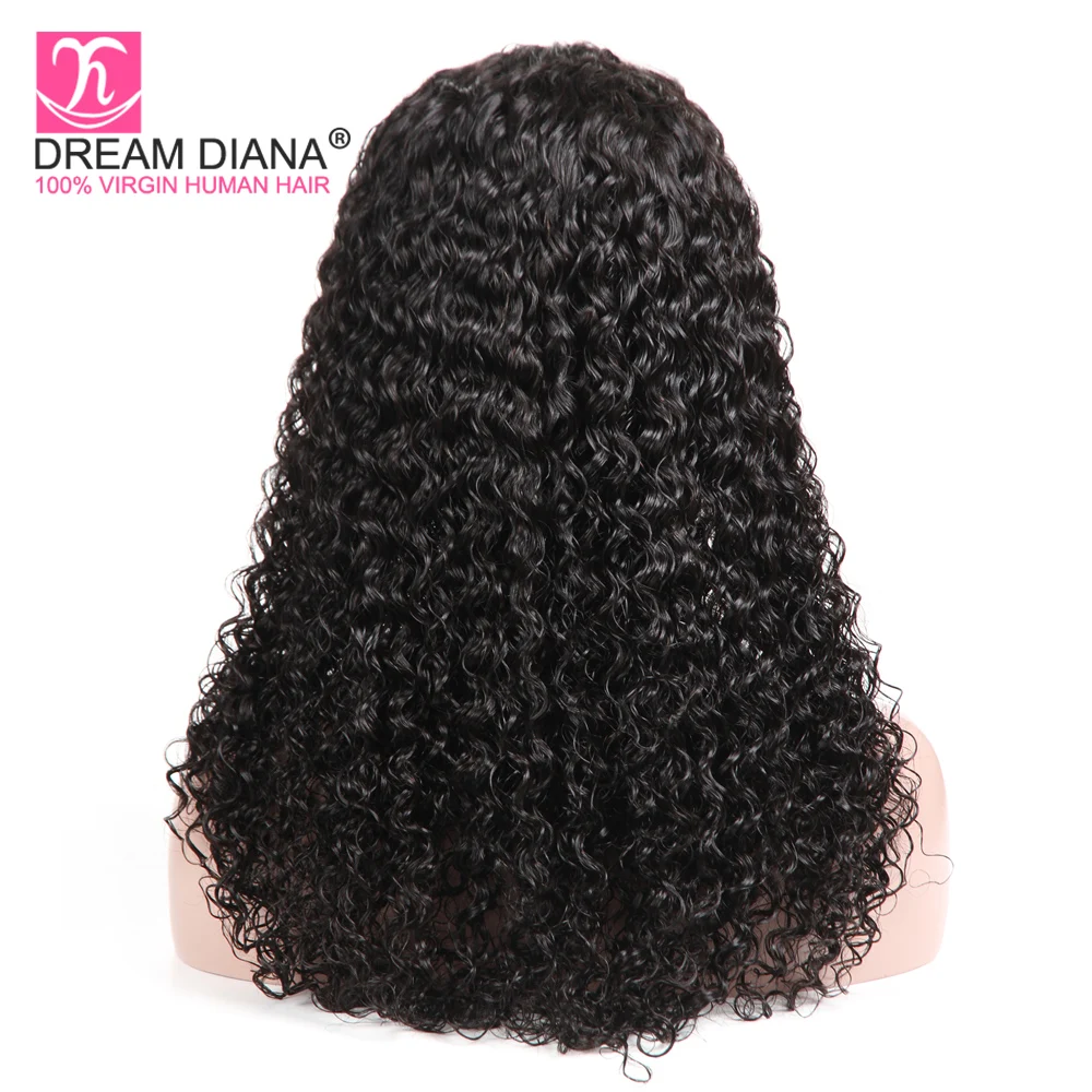 DreamDiana бразильский полный парик шнурка вьющиеся волосы Remy завиток воды 100%