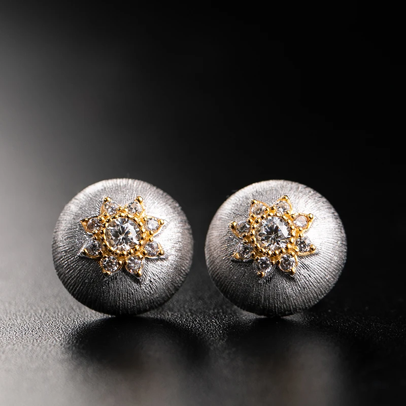 

925 Silver Zircon Ear Stud Jewelery Women European Court style vintage style