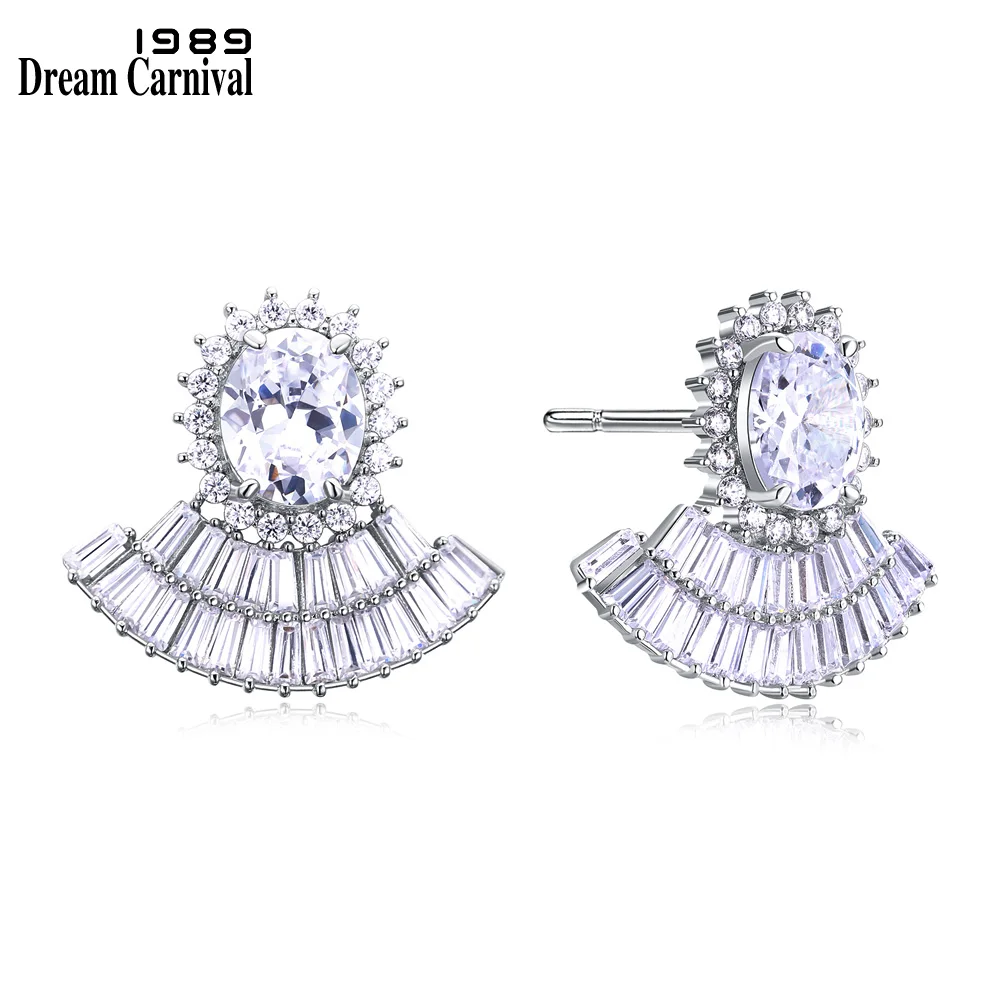 

Dreamcarnival 1989 New Cute Wedding Dress Design Prong Setting Stud Earrings White CZ Wholesales Pendientes Mujer SE15620RX
