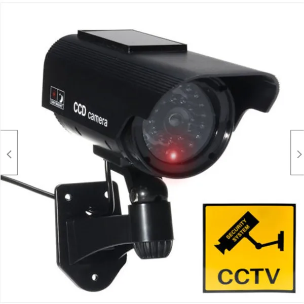 Поддельный манекен видеонаблюдения CCTV Красный флэш-Светильник ИК наружная/Внутренняя камера - Цветной: Черный