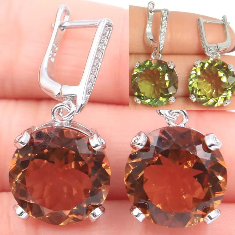 

Handmade Vintage Rough Paris Blue Topaz Rose Woman's Gift Party 925 Black Gold Silver Earrings 32x21mm