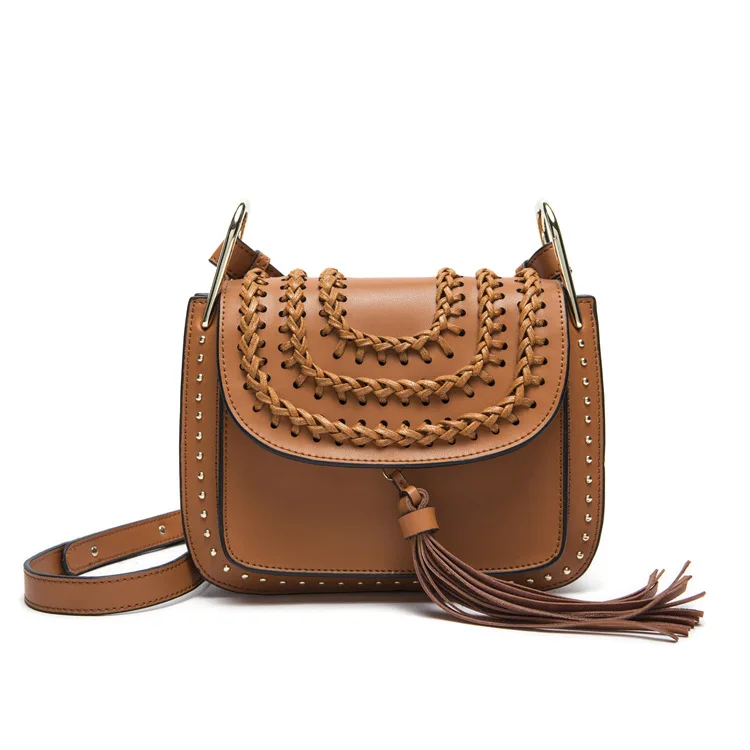 2015 Fashion Famous Brand Flag Bag Bohimian Style Saddle Tsssel Bag Women Genuine Leather Messenger Bag
