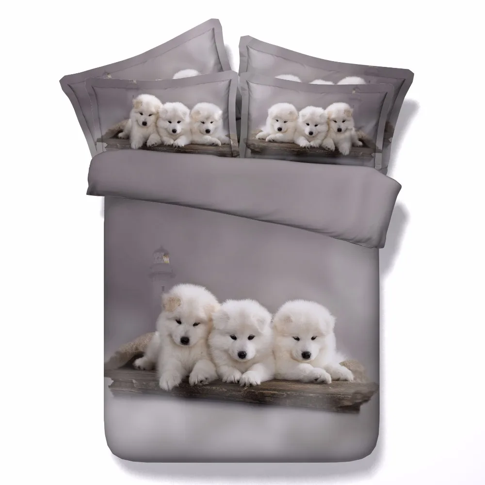 

Duvet Cover Lovely white dog 3pcs British Style Gifts for girlfriends Family members student dormitory Quilt cover pillowcase