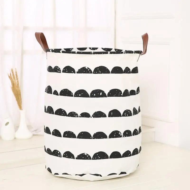 Toy storage basket children room organizer folding bag with handle self stand clothes storage laundry basket LX7482