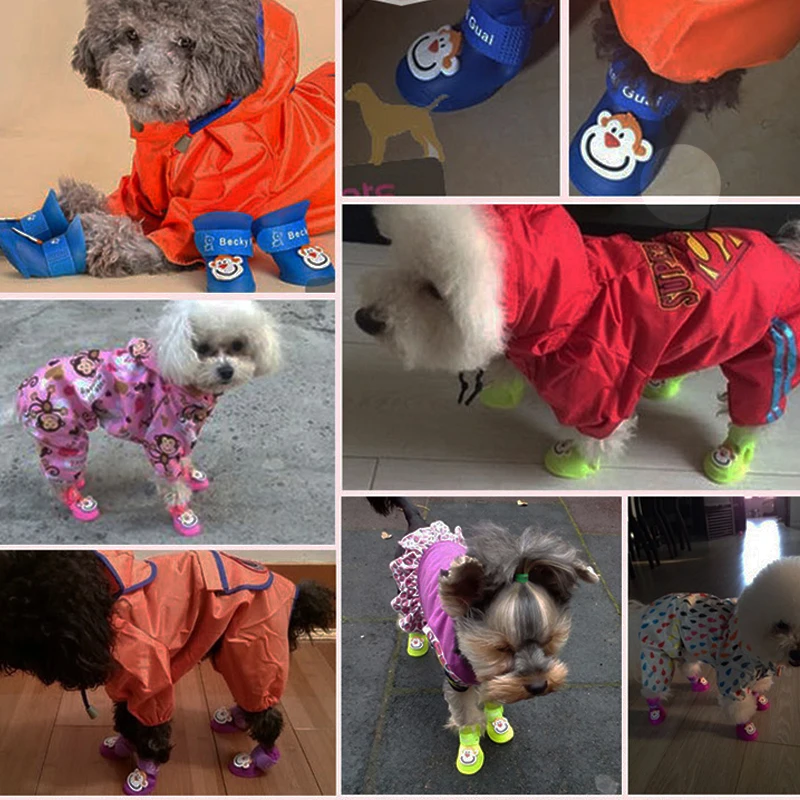 ботинки для собак zapatos perro 4 шт. обувь домашних водонепроницаемые