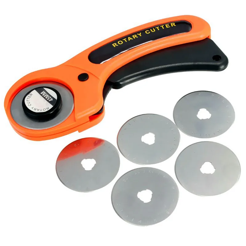 

45mm Rotary Fabric Cutter with 5 Extra Blades for Quilting Sewing BDF99