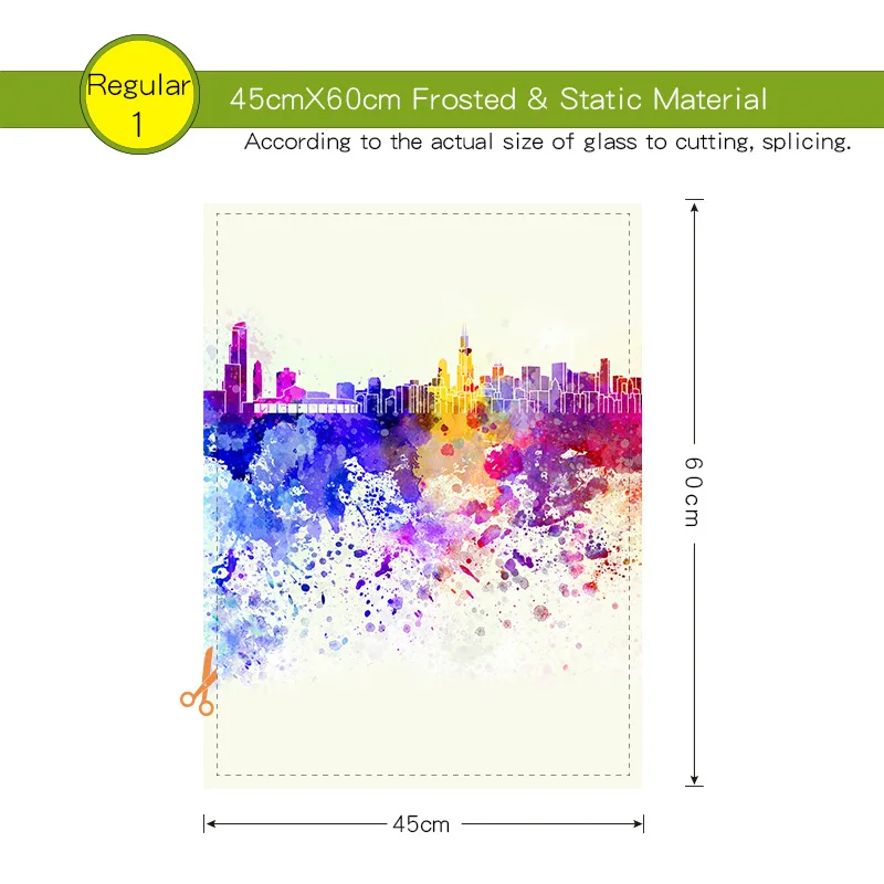 Витражная статическая пленка для окон, матовая, непрозрачная, уличная, стеклянная наклейка, домашний декор, цифровая печать, BLT234, очаровательный город - Цвет: 45width60high  A
