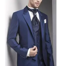 Wonderful Men Suits Custom Made Navy Business Formal Suits Groomsmen Tuxedos Wedding Suits(Jacket+Pants+vest)