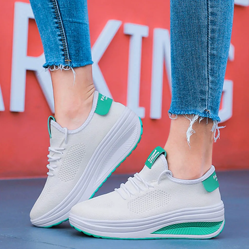 

white sneakers espadrilles shoes woman chaussures femmeWomen Mesh Zapatos De Mujer Shoe Soft Bottom Rocking White running shoes