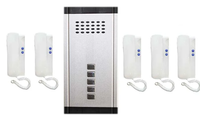 

XinSiLu Direct Press Key Audio Door Phone for 5 apartments, 2-wired audio intercom system