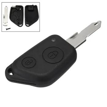 

2 Buttons Car Remote Key Case Shell Uncut Replacement for Peugeot 106 206 306 406