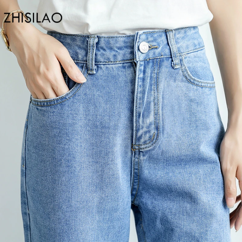 Zisilao Женские повседневные джинсовые женские джинсы брюки Pantalon Femme шикарные джинсы с высокой талией свободные модные широкие брюки