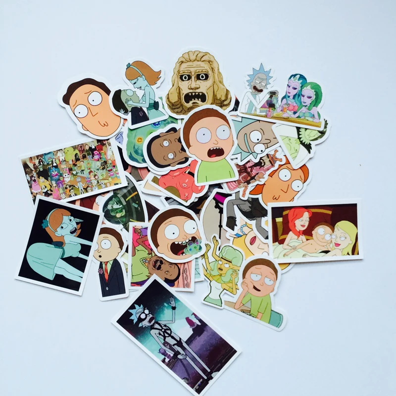 

35Pcs/bag Drama Rick and Morty Funny Sticker Decal For Car Laptop Bicycle Motorcycle Notebook Waterproof Stickers