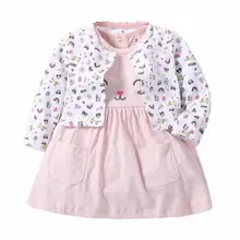 Боди для новорожденных девочек г. Весенне-летнее пальто с длинными рукавами+ платье с короткими рукавами комплекты из 2 предметов для маленьких девочек
