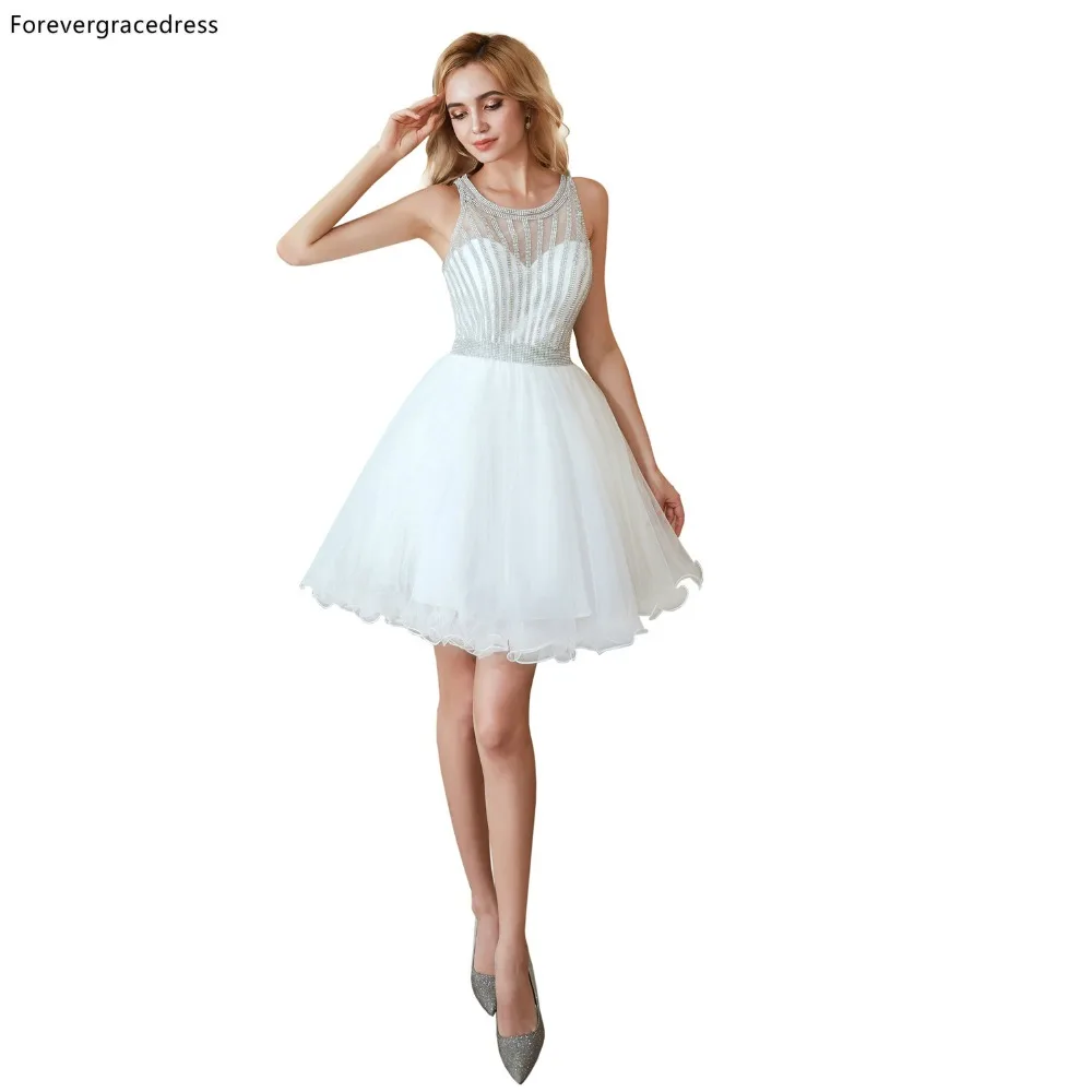 Forevergracedress белые короткие коктейльные платья трапециевидные тюлевые вечерние без